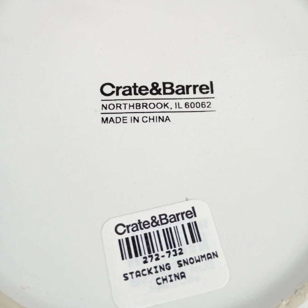 Crate & Barrel Stacking Snowman Bowls Christmas Winter Holiday Serving 3 bowls